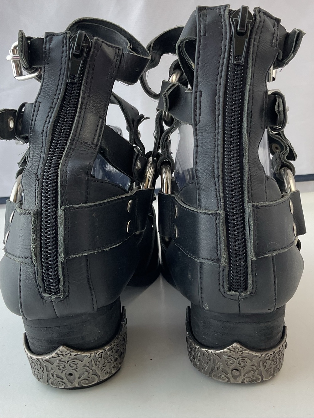 Extremely Rare Jeffrey Campbell Temeku Black/Silver Leather Boots Women’s Size 8 - Picture 5 of 16